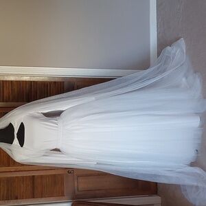 Custom White Tulle Wedding Skirt with Train Sz XL-2X
